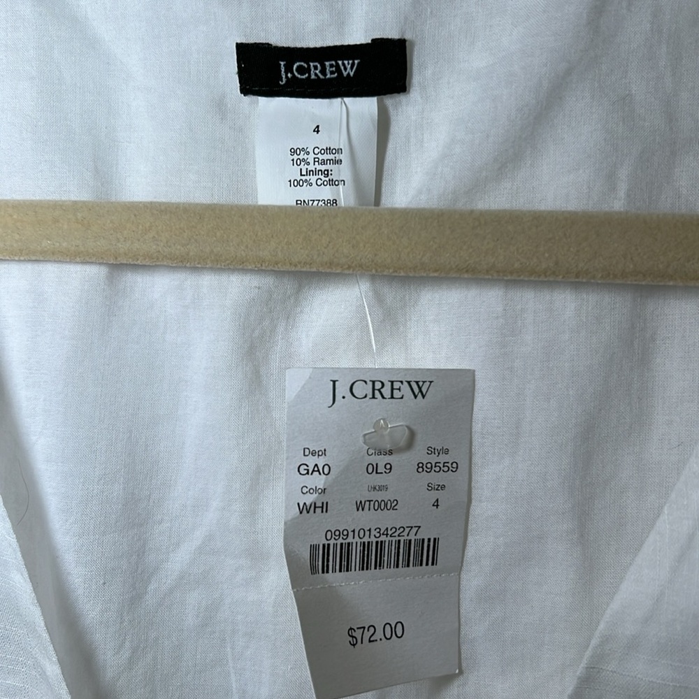 J. Crew White Wrap Blouse with Cuffed Sleeves Linen like - Picture 3 of 9
